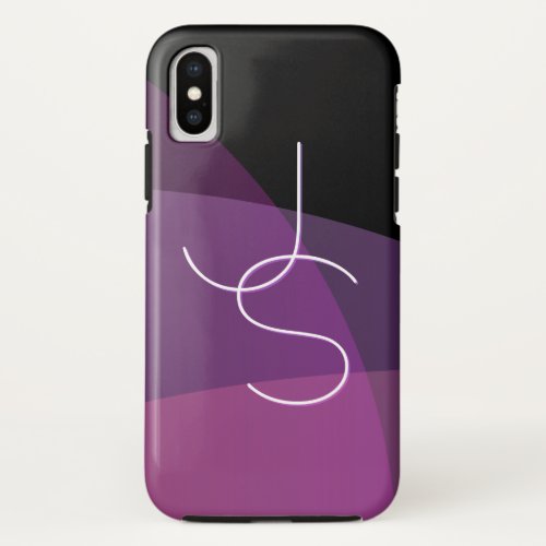 Your Overlapping Initials  Modern Purple  Pink iPhone X Case