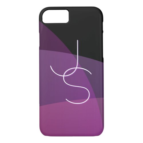 Your Overlapping Initials  Modern Purple  Pink iPhone 87 Case