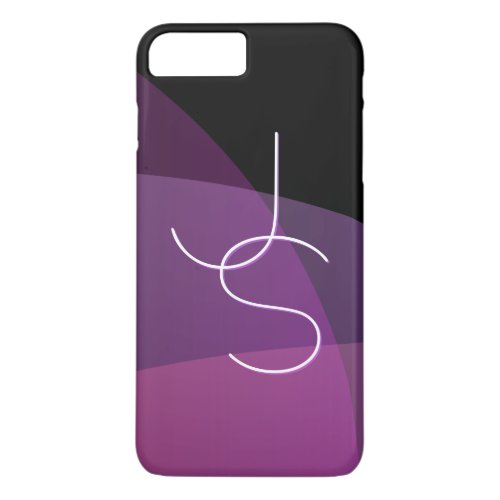 Your Overlapping Initials  Modern Purple  Pink iPhone 8 Plus7 Plus Case