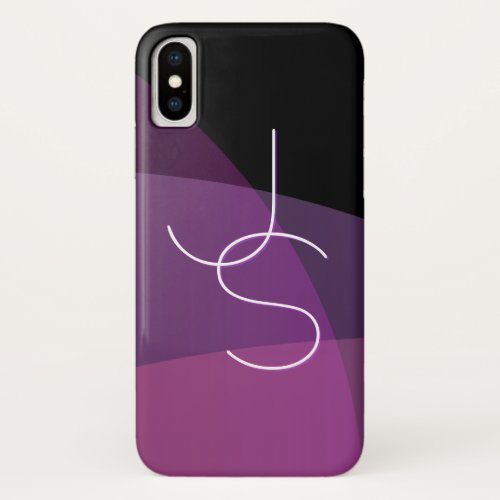 Your Overlapping Initials  Modern Purple  Pink iPhone X Case