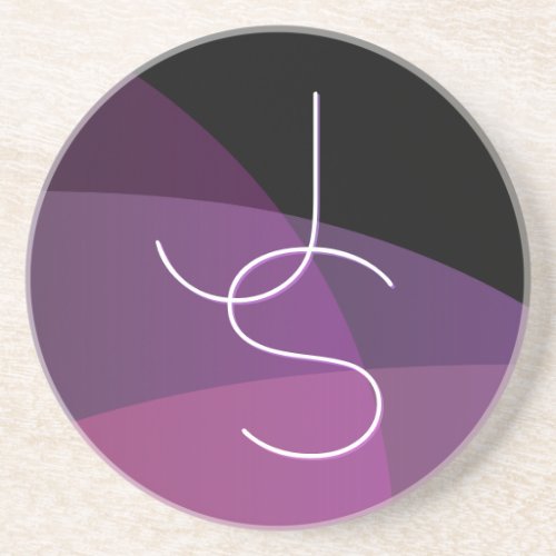 Your Overlapping Initials  Modern Purple  Pink Coaster
