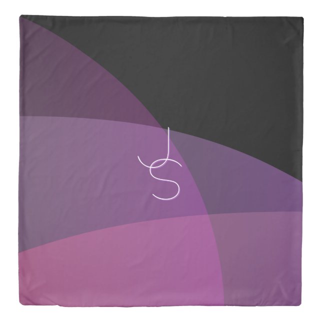 Your Overlapping Initials | Modern Purple & Pink Duvet Cover (Front)