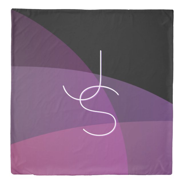 Your Overlapping Initials | Modern Purple & Pink Duvet Cover (Front)