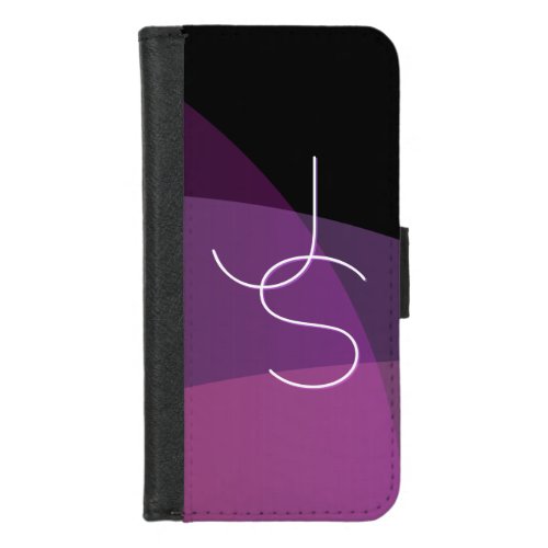 Your Overlapping Initials  Modern Purple  Pink iPhone 87 Wallet Case