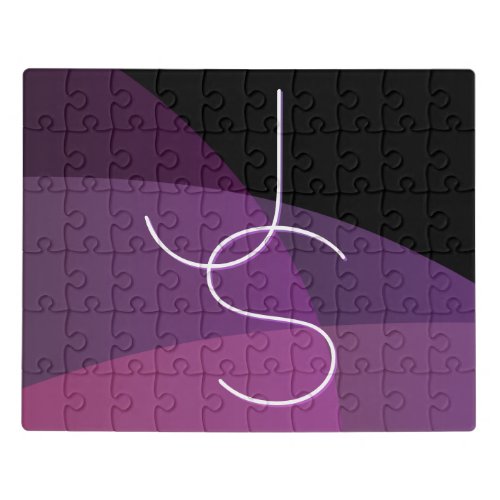 Your Overlapping Initials  Modern Purple  Pink Jigsaw Puzzle