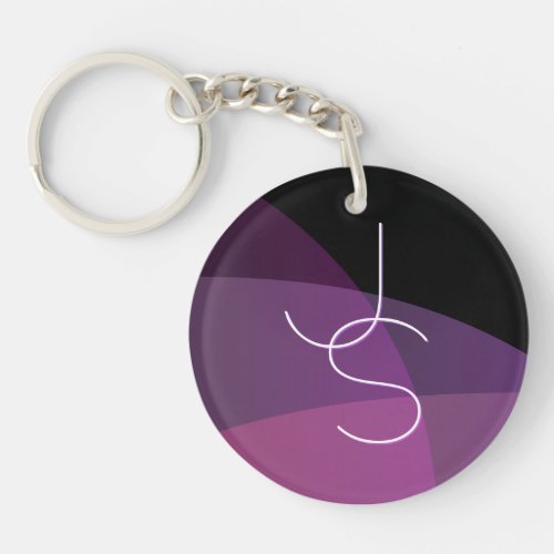 Your Overlapping Initials  Modern Purple  Pink Keychain