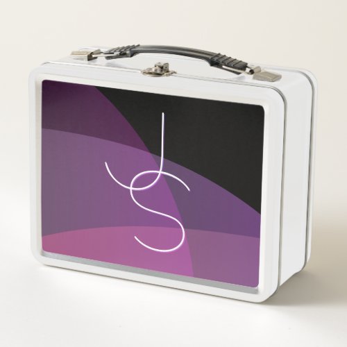 Your Overlapping Initials  Modern Purple  Pink Metal Lunch Box