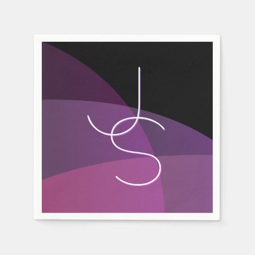 Your Overlapping Initials  Modern Purple  Pink Napkins