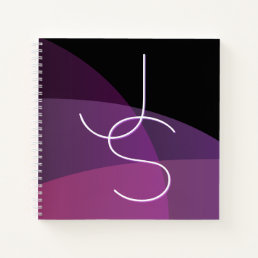 Your Overlapping Initials | Modern Purple &amp; Pink Notebook