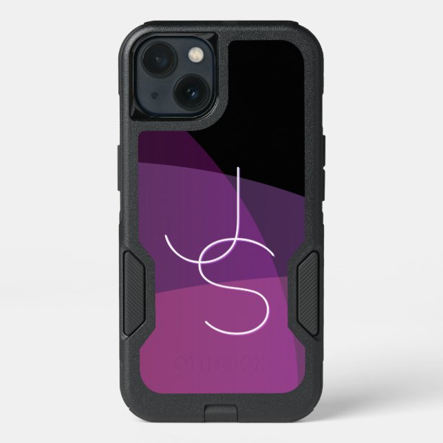 Your Overlapping Initials | Modern Purple & Pink Otterbox iPhone Case (Back)