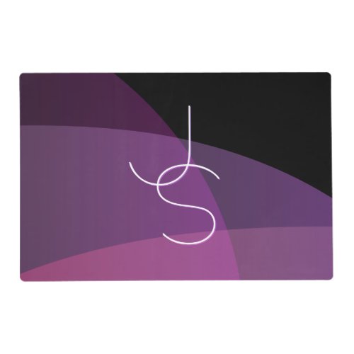 Your Overlapping Initials  Modern Purple  Pink Placemat