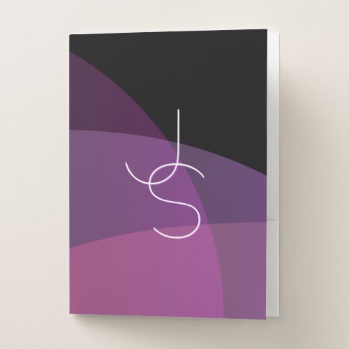 Your Overlapping Initials  Modern Purple  Pink Pocket Folder