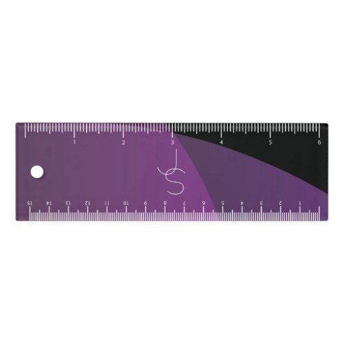Your Overlapping Initials  Modern Purple  Pink Ruler