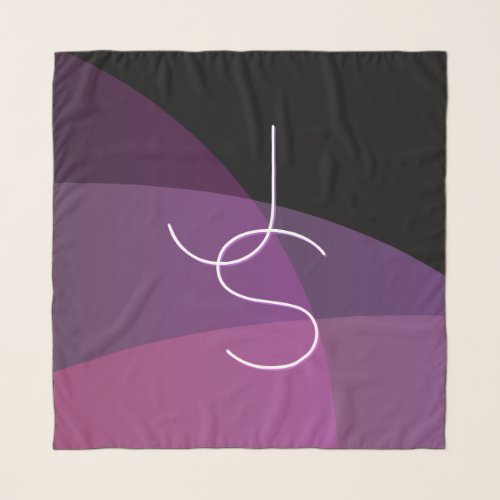 Your Overlapping Initials  Modern Purple  Pink Scarf