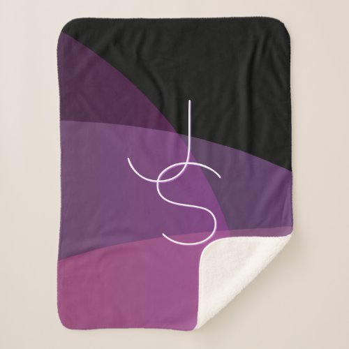 Your Overlapping Initials  Modern Purple  Pink Sherpa Blanket