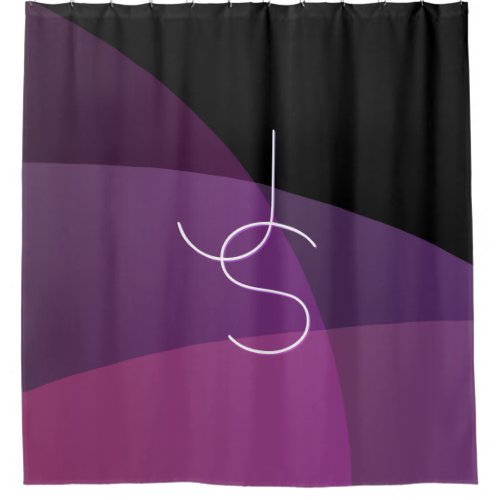 Your Overlapping Initials  Modern Purple  Pink Shower Curtain