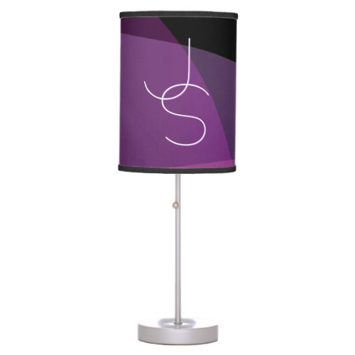 Your Overlapping Initials  Modern Purple  Pink Table Lamp