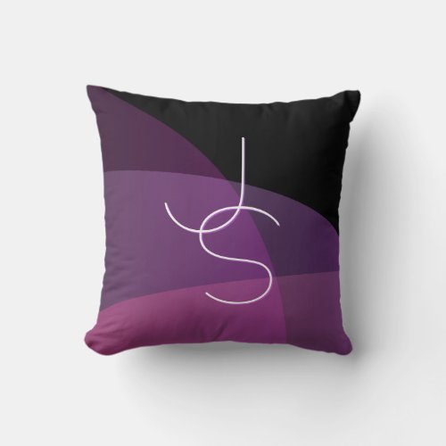 Your Overlapping Initials  Modern Purple  Pink Throw Pillow