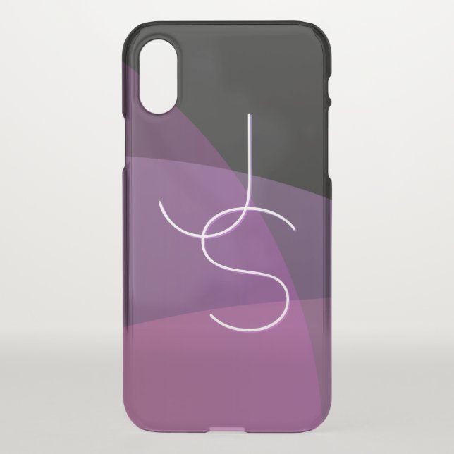 Your Overlapping Initials | Modern Purple & Pink Uncommon iPhone Case (Back)