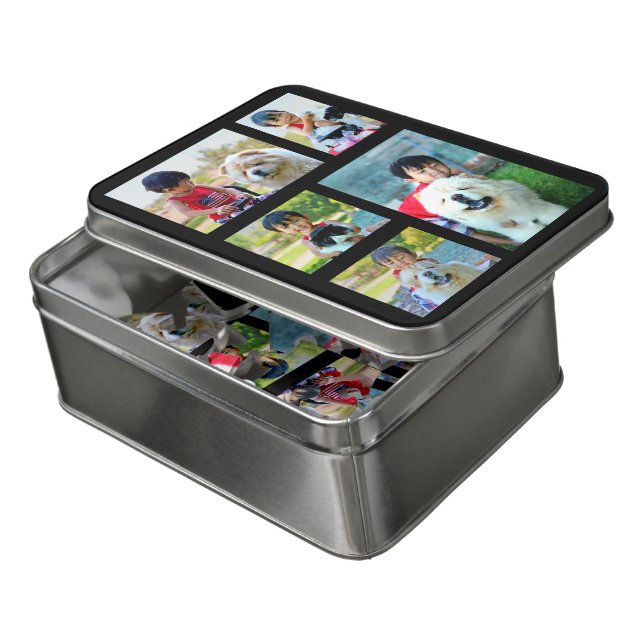 Your Own 5 Photo Collage Modern Image Photograph Jigsaw Puzzle (Lid Open)