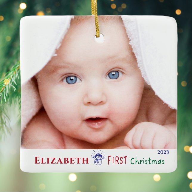 Your Own Baby Photo First Christmas  Ceramic Ornament (Creator Uploaded)
