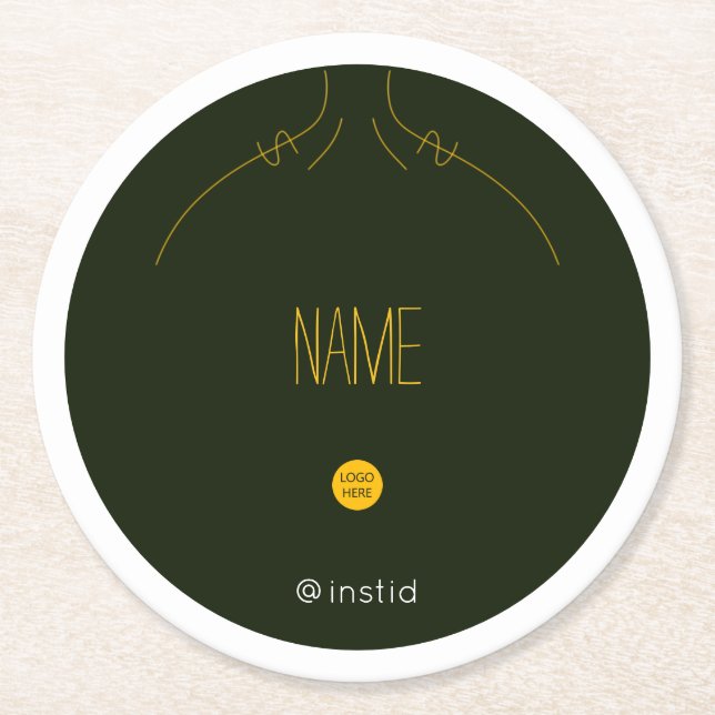 Your Own Business Name and Logo Paper Coaster (Front)