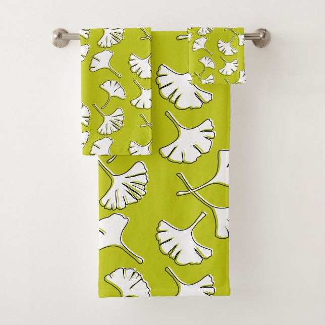 Your Own Color, Ginkgo Modern Print Bath Towel Set (Insitu)
