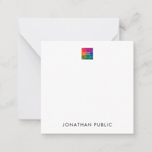 Your Own Company Logo Here Linen Square Note Card