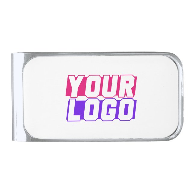 Your Own Company Logo Silver Finish Money Clip (Front)