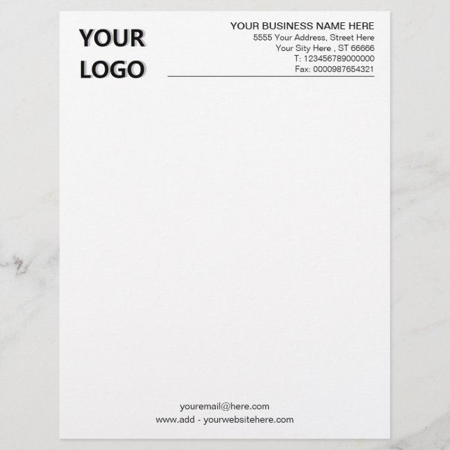 Your Own Design Business Letterhead with Logo (Front)