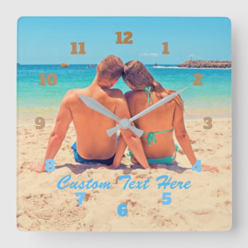 Your Own Design Custom Photo Text Font Colors Square Wall Clock