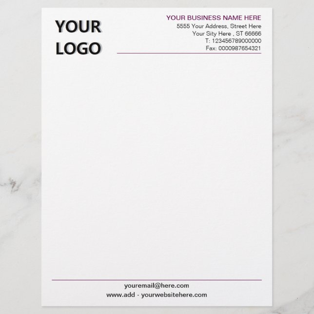 Your Own Design Letterhead Template with Logo (Front)