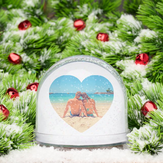 Your Own Design Photo Heart Snow Globe Gift (Christmas)