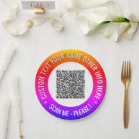 Your Own Design QR Code Custom Text Paper Plates