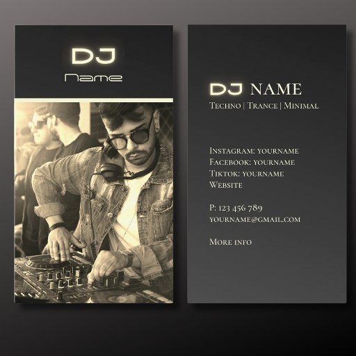Customizable Your own DJ photo techno gold Business Card