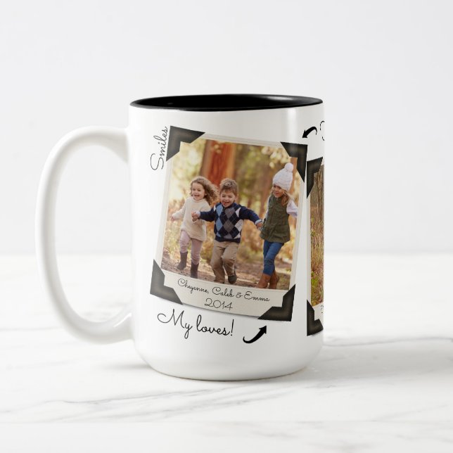 Your Own Family Photo Album FULLY Personalized Two-Tone Coffee Mug (Left)