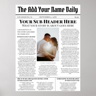 Your Own Front Page News Story Photo Personalized Poster