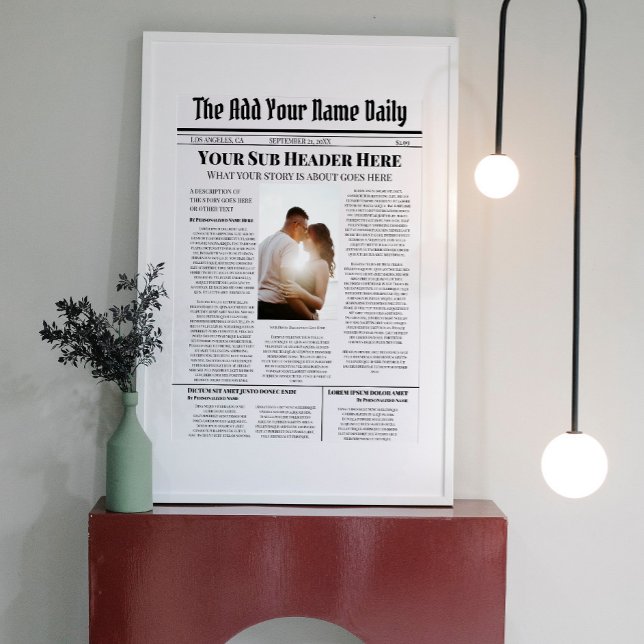Your Own Front Page News Story Photo Personalized Poster (Creator Uploaded)