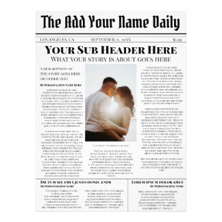 Your Own Front Page News Story Photo Personalized Print
