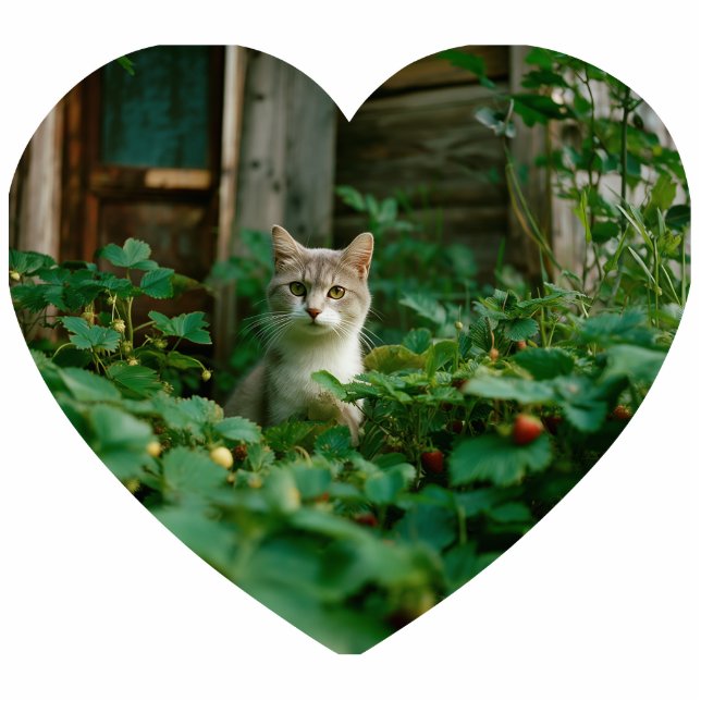 Your Own Heart Shaped Cat Photo Magnet (Front)