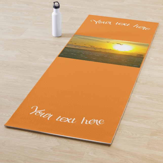 Your Own Image & Text on orange Yoga Mat (In Situ)