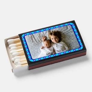 Your Own Image Your Text Here Blue Retro Lights  Matchboxes