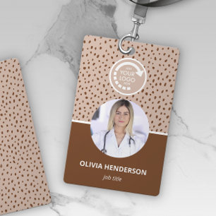 YOUR OWN LOGO Beige Photo Badge