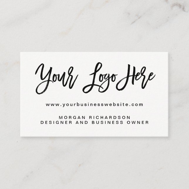 Your Own Logo | Black and White Modern Minimalist Business Card (Front)