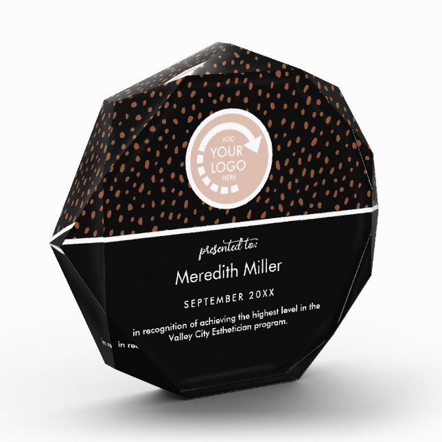 YOUR OWN LOGO Black & Boho Brown Dots Acrylic Award (Left)