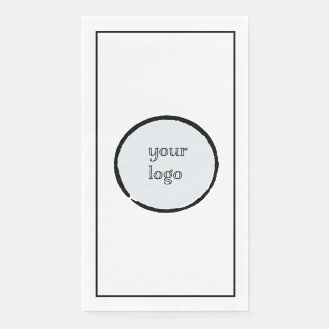 Your Own Logo Black Line Border Paper Guest Towels (Front)
