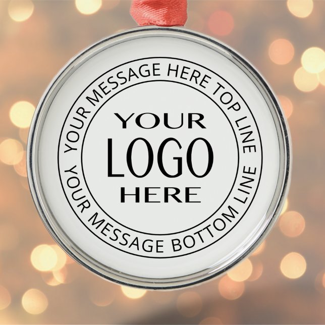 Your Own Logo & Customizable Circular Text Metal Ornament (Creator Uploaded)