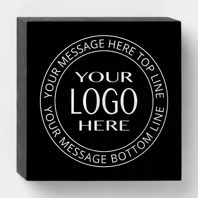 Your Own Logo & Customizable Circular Text Wooden Box Sign (Front Horizontal)