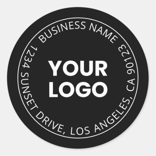 Your Own Logo  Editable Circular Text Black White Classic Round Sticker