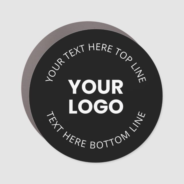 Your Own Logo & Editable Circular Text Car Magnet (Front)